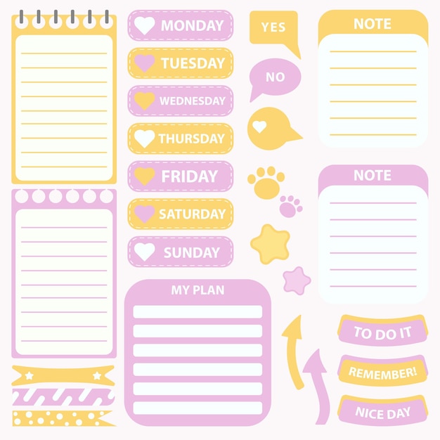 Cute paper note and printable. to do list template