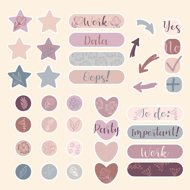 Cute paper notes in pastel colors stickers simple page stationary set notes and postcards for notes printable planner stickers a note on the todo list decorative element of planning vector