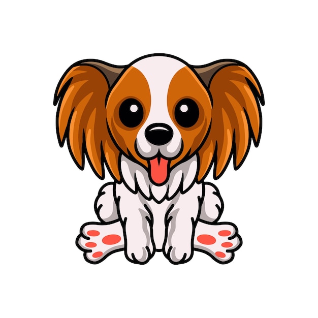 Cute papillon dog cartoon sitting