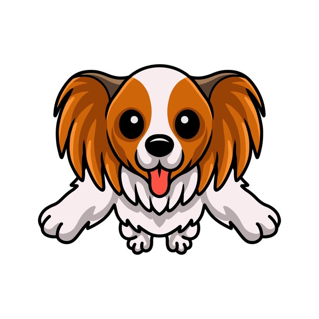 Vettore simpatico cartone animato cane papillon