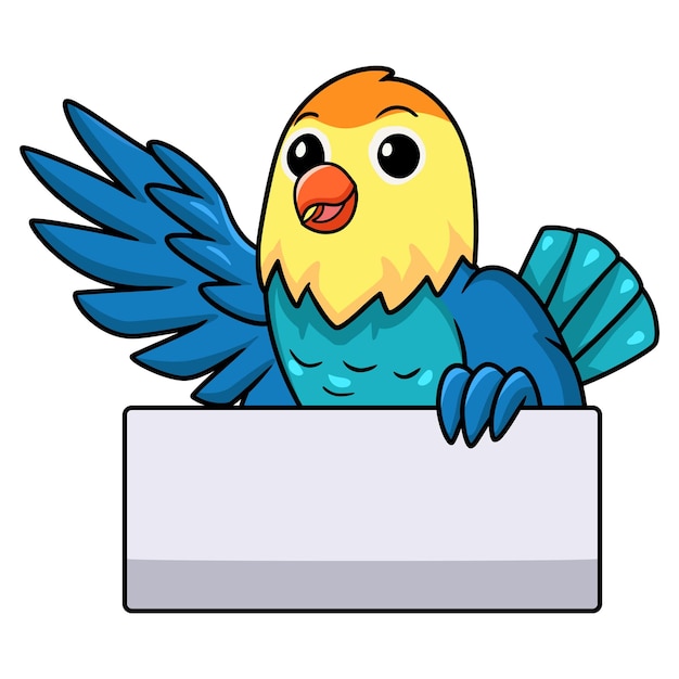 Vector cute parblue opaline lovebird cartoon waving hand