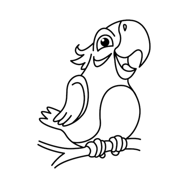 Cute parrot cartoon characters vector illustration For kids coloring book