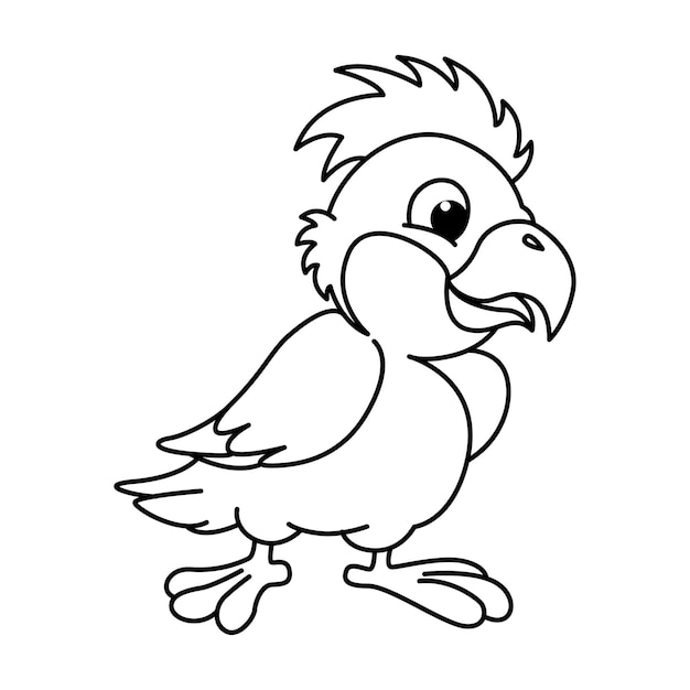 Cute parrot cartoon characters vector illustration For kids coloring book