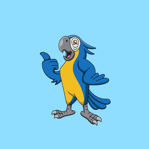 Cute parrot cartoon mascot Vector illustration