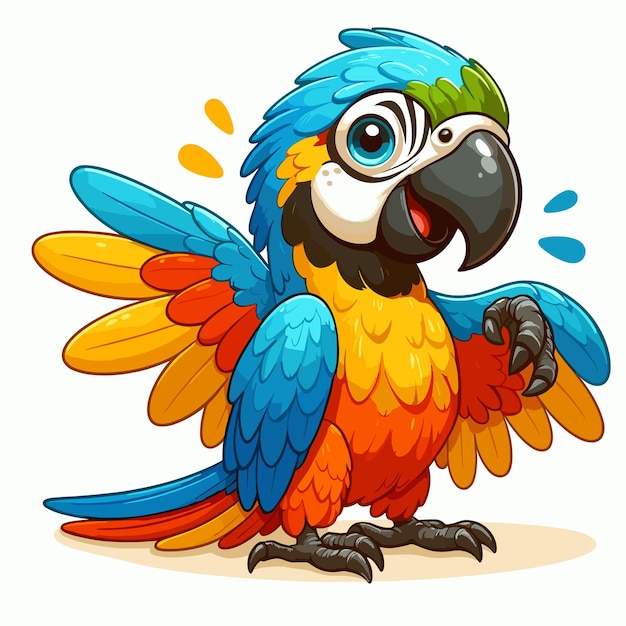 cute parrot cartoon vector on white background