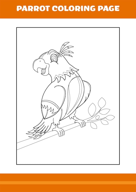 Раскраска Милый попугай Line art design для детей распечатать раскраски
