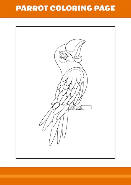 Cute parrot coloring book line art design for kids printable coloring page