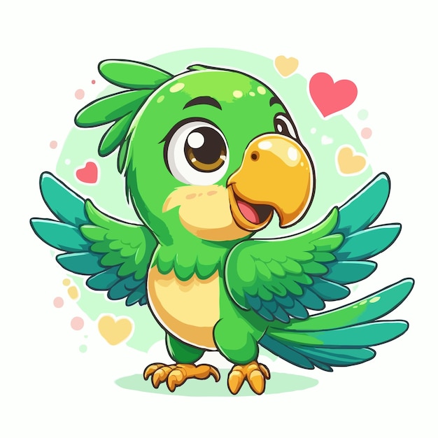 Vector cute parrot vector on white background