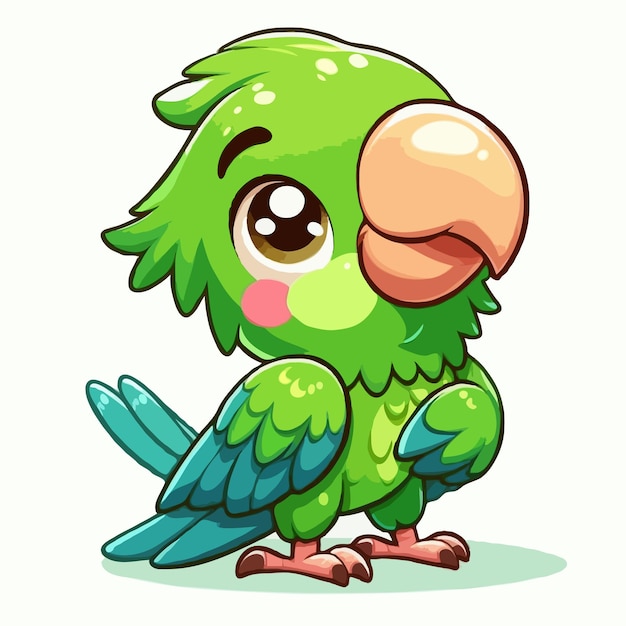 cute parrot vector on white background