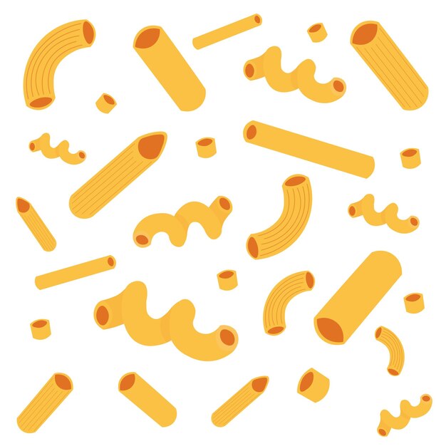 Vector cute pasta vector illustration different types of pasta