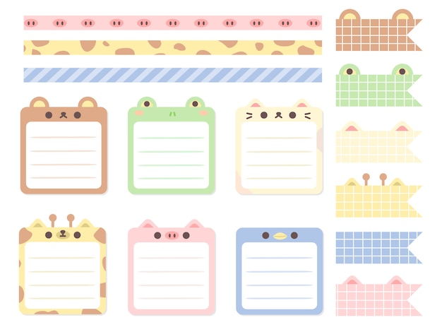 Cute pastel animal note background