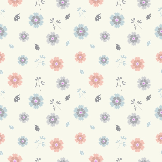 Vector cute pastel flower seamless pattern background