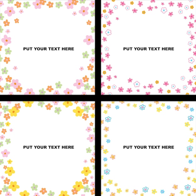 Cute pastel flowers frames floral banner wallpaper background backdrop social media template