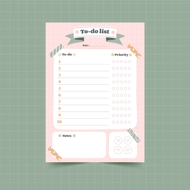 Vector cute pastel lovely to do list template