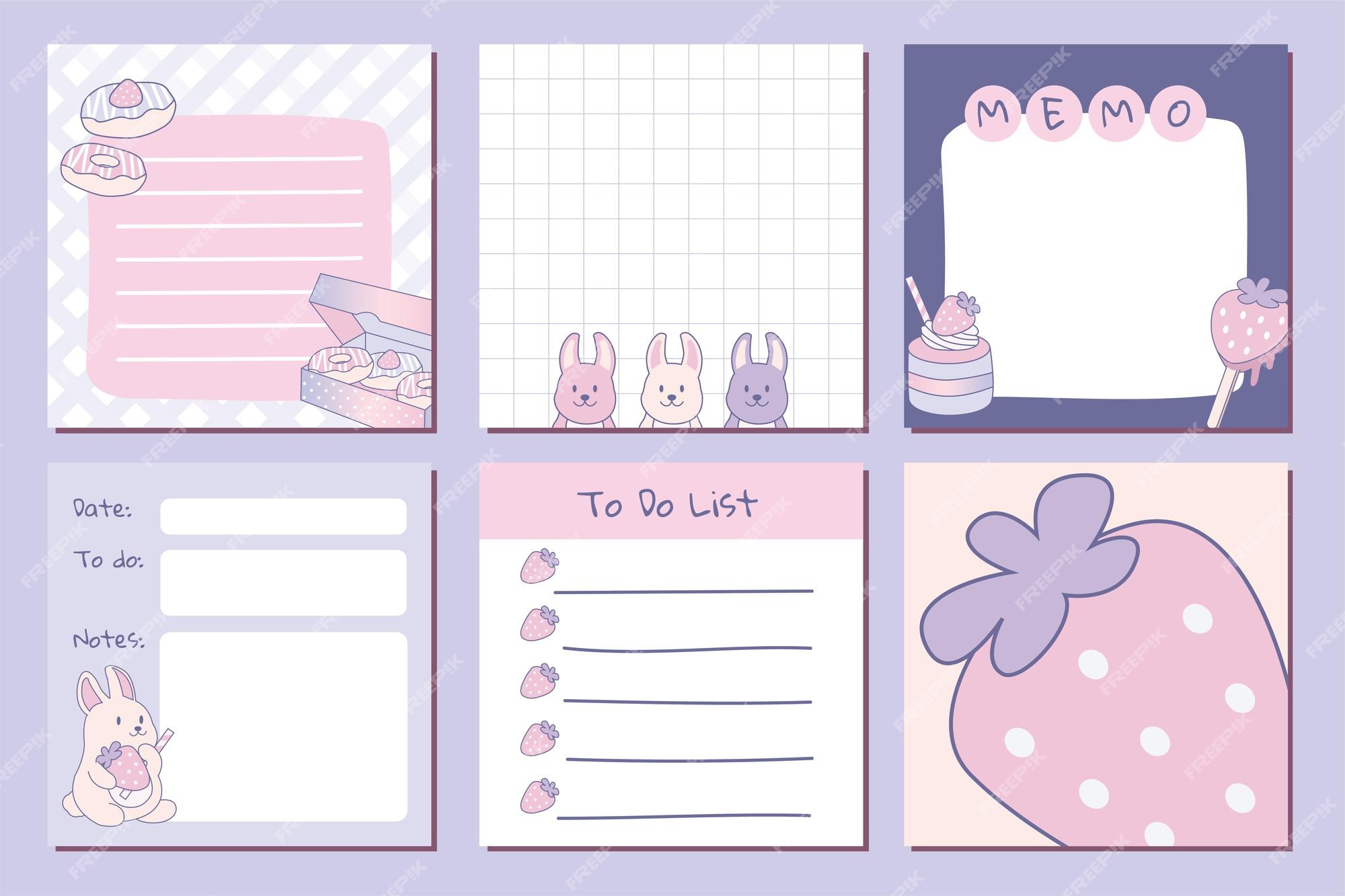 Premium Vector | Cute pastel memo pad note taking layout