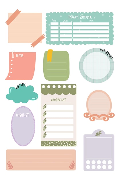 Cute Pastel Notes for Planner Set