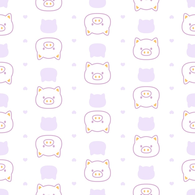 Vector cute pastel pig seamless pattern