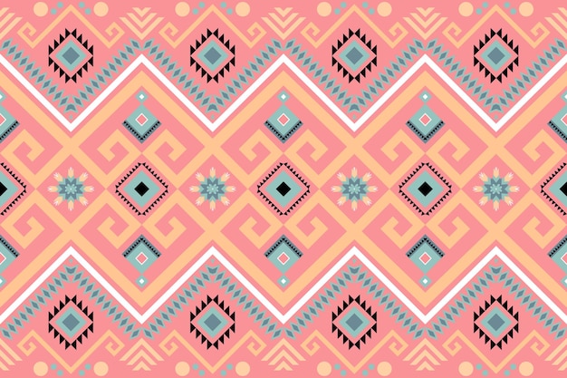 Vector cute pastel pink geometric oriental ikat seamless. modern traditional ethnic pattern design for background, carpet, wallpaper backdrop, clothing, wrapping, batik, fabric. embroidery style. vector.