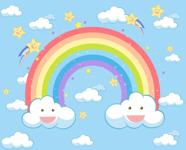 Vector cute pastel rainbow background