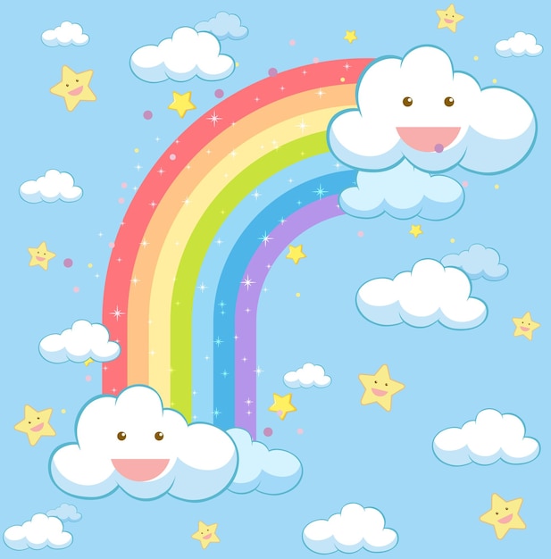 Vector cute pastel rainbow background