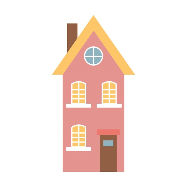 Vector cute pastel scandinavian house dutch canal home traditional architecture of netherlands belgium