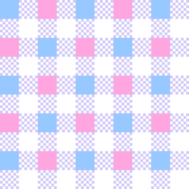 Cute pastel square pink blue abstract gingham check checkered tartan plaid scott seamless pattern