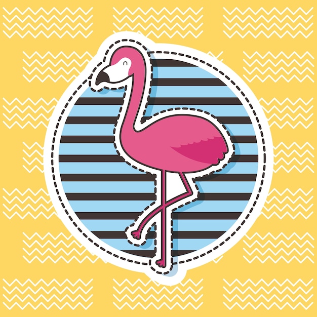 Vector cute patches flamingo