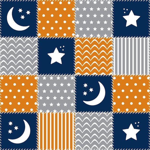 Cute patchwork pattern in retro style for kids textile fabric background nursery bedclothes