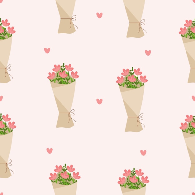 Cute pattern of a bouquet of flowers. Romantic background. Perfect for March 8, Valentines Day