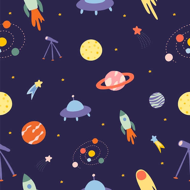 スペース要素のベクトルイラストの可愛いパターン