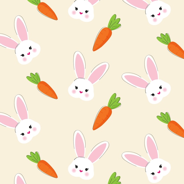 Vector cute pattern with bunny and carrot