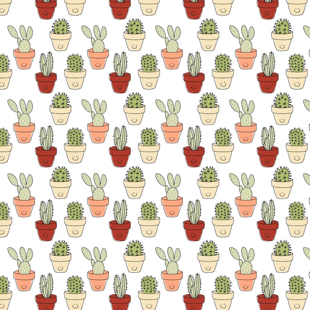 Vector cute pattern with cacti