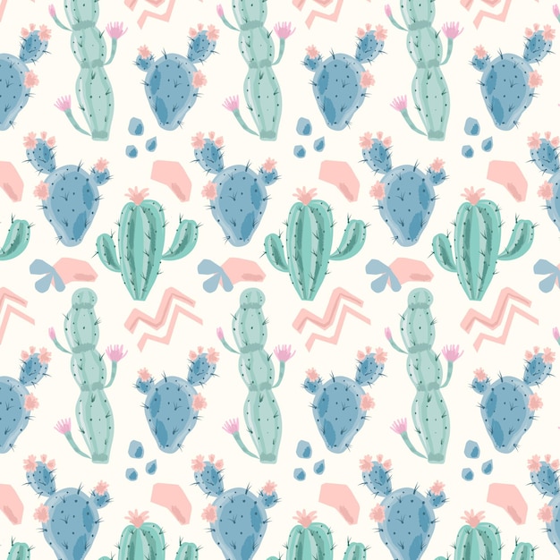 Cute pattern with cactus plants