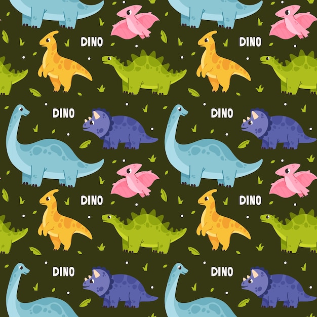 Вектор Милый рисунок с динозаврами.