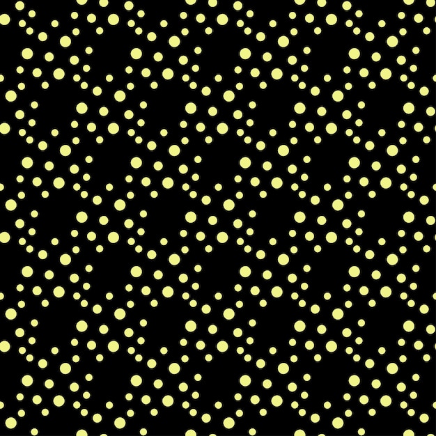 Симпатичный узор с золотыми точками на черном фоне для оформления текстиля, постельного белья, детской одежды, оберточной бумаги