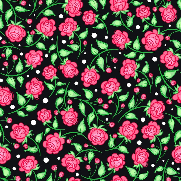 Cute pattern with pink roses