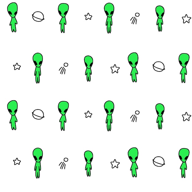 宇宙の星エイリアンufoとかわいいパターンスクラップブッキング落書きコスモスのためのホワイトペーパー