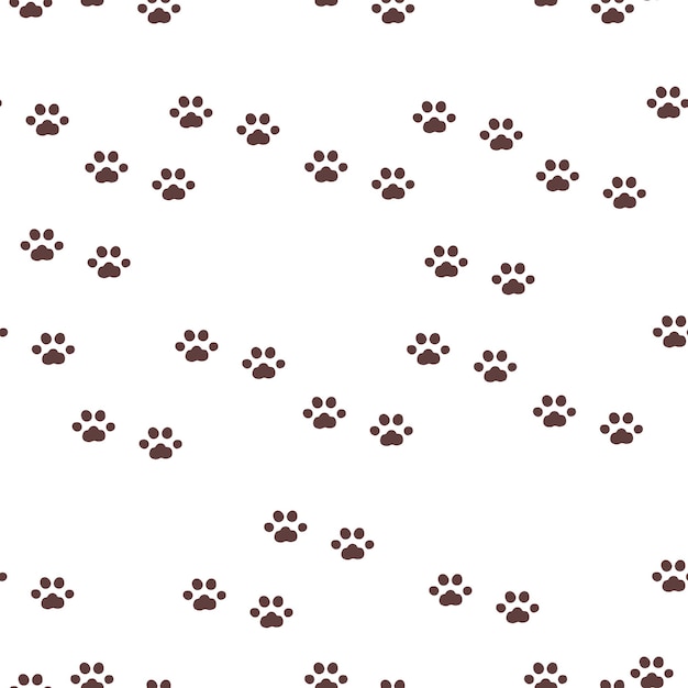 Cute paw cat seamless vector pattern