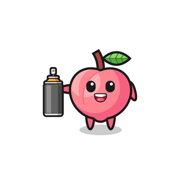 The cute peach as a graffiti bomber , cute design