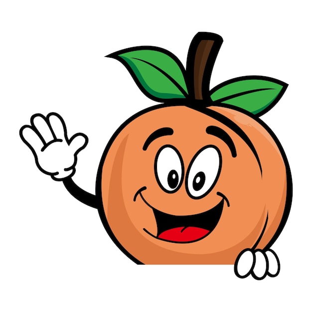 Cute peach fruit mascot design character isolated on a white background