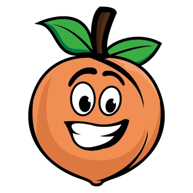 Cute peach fruit mascot design character Isolated on a white background