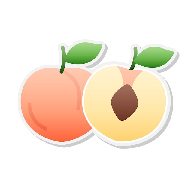 Vector cute peach sticker vector illustration