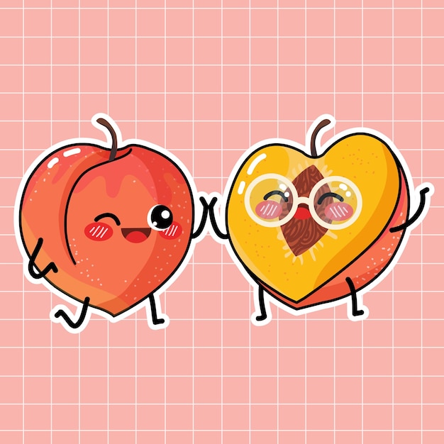 Cute peach vector illustration