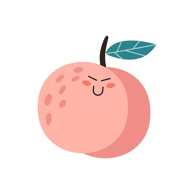 Cute peache vector fruit illustration