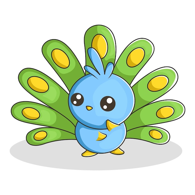 Cute peacock character design illustration