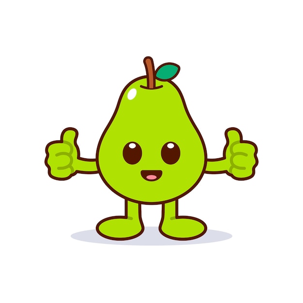 Cute Pear Character Giving Thumbs Up