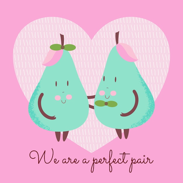 Vector cute pear couple