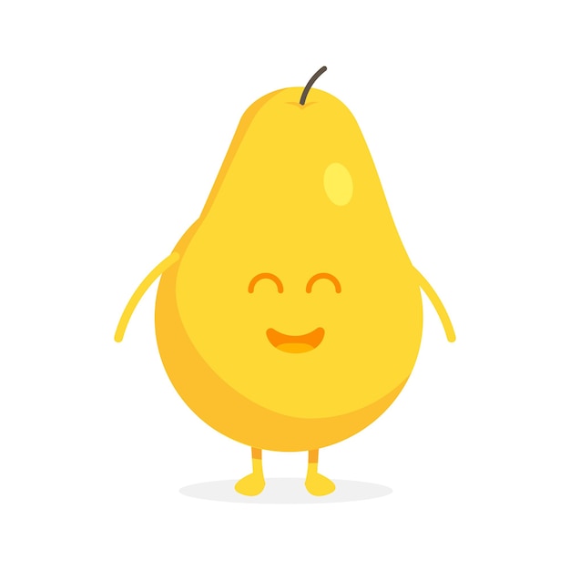 Cute pear fruit characters with faces and hands vector illustration.