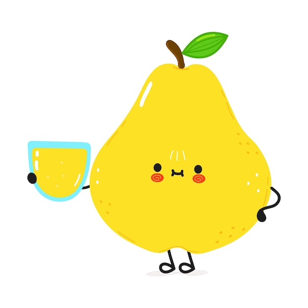 Cute Korea Style Illustration Print Pear Shape Transparent Glass Cup -  Peachymart