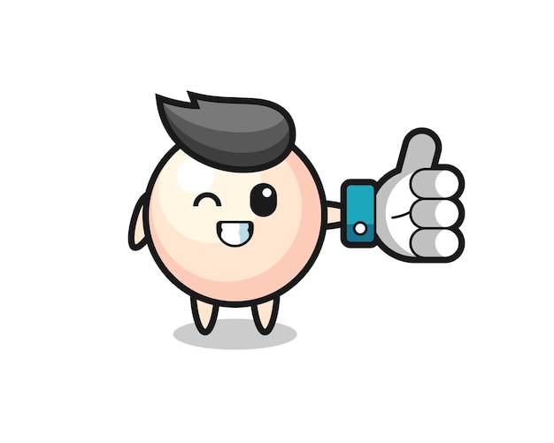 Cute pearl with social media thumbs up symbol , cute style design for t shirt, sticker, logo element